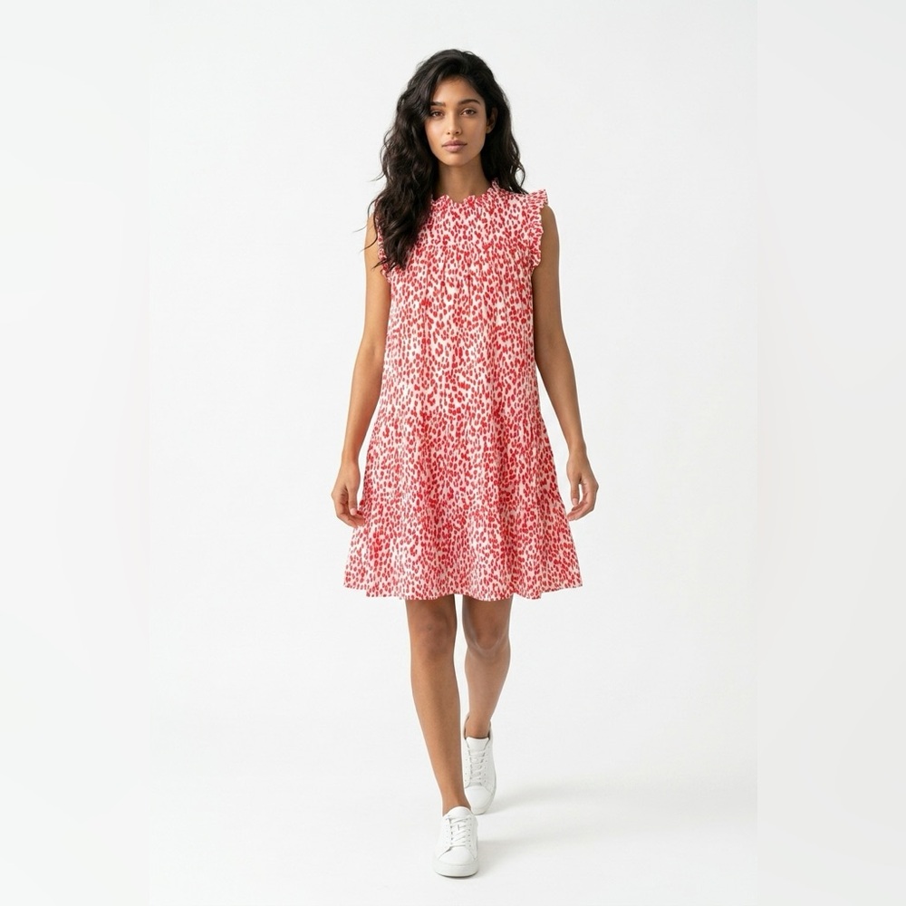 Sleeveless Red Leopard Print Swing Lined Mini Dress
